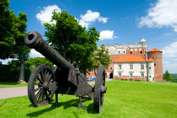 Cannon in front of polish castle in Golub Dobrzyn