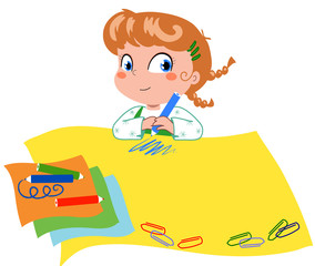 Bambina che disegna coi colori