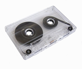 Audiocassette on a white background