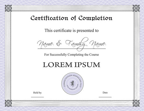 Certificate of Completion Template