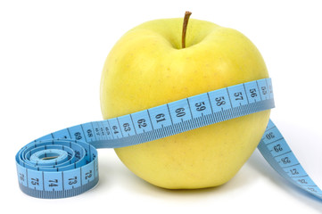 Apple and measuring tape