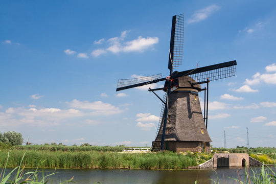 Traditional dutch windmill in Kinderdijk