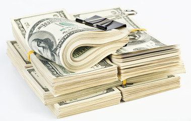 Many bundle of US 100 dollars bank notes