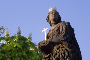 holy Barbara statue from charles bridge - prague - obrazy, fototapety, plakaty