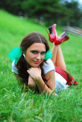 young woman on the grass