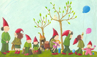 Eight playful dwarfs