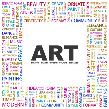 ART. Square frame with association terms.