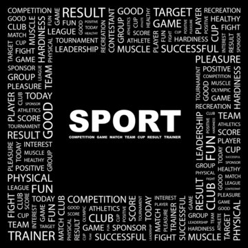 SPORT. Square frame with association terms.