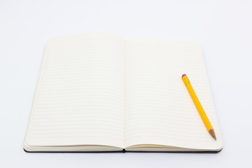 Offenes Notizbuch mit Stift