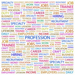 PROFESSION. Wordcloud vector illustration.