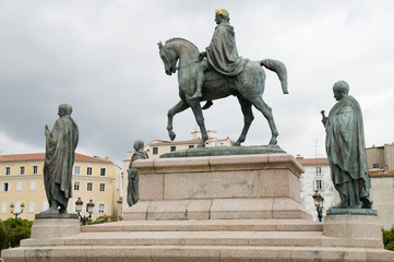 statue Napoleon and his brothers Diamant Square Ajaccio Corsica