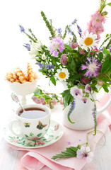 tea,waffles and flowers