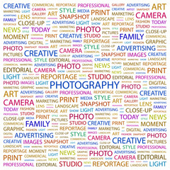 PHOTOGRAPHY. Wordcloud illustration.