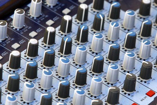 music mixer control button perspective