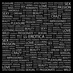 EROTICA. Wordcloud illustration.
