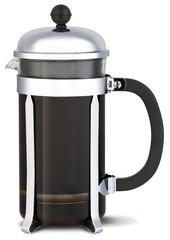 chrome cafetiere coffee jug on a white background