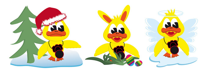 Fototapeta premium Xmas easterbunny and angel ducks