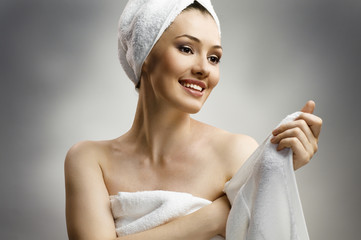 woman with bathtowel