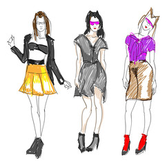 Obraz na płótnie Canvas SKETCH. fashion girls