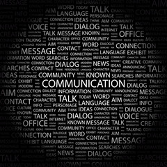COMMUNICATION. Illustration with different association terms.