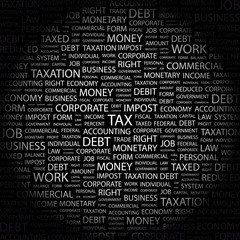 TAX. Illustration with different association terms.