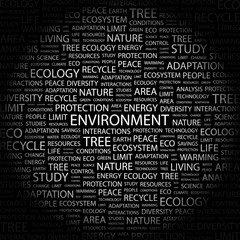 ENVIRONMENT. Word collage on black background.