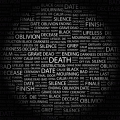 DEATH. Illustration with different association terms.