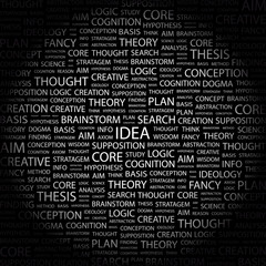 IDEA. Word collage on black background.