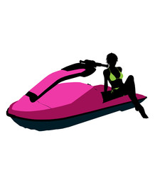 Female Jetskier Art Illustration Silhouette