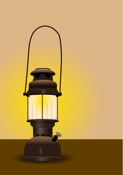 Detailed antique lantern vector illustration