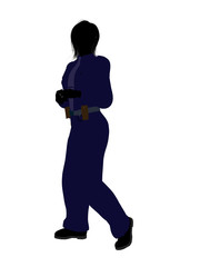 Female Police Officer Art Illustration Silhouette