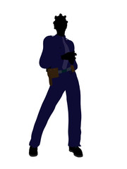African American Female Police Officer Silhouette