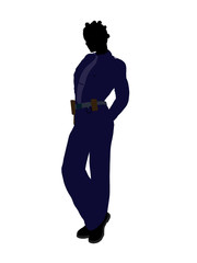 African American Female Police Officer Art Silhouette