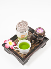 Welcome drink with green soft drink