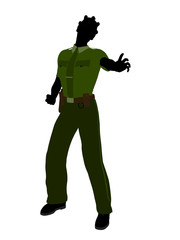 African American Female Sheriff Art Illustration Silhouette