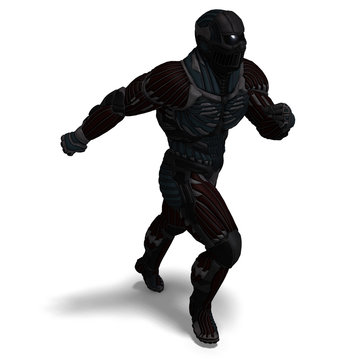 science fiction male character in futuristic suit. 3D rendering