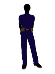 African American Male Police Officer Art Illustration Silhouette
