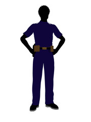 African American Male Police Officer Art Illustration Silhouette