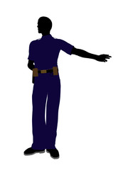 Male Police Officer Art Illustration Silhouette
