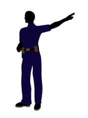 Male Police Officer Art Illustration Silhouette