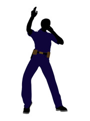 Fototapeta na wymiar Male Police Officer Art Illustration Silhouette