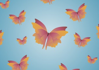 Fototapeta na wymiar Butterflies on blue