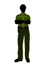 African American Male Sheriff Art Illustration Silhouette