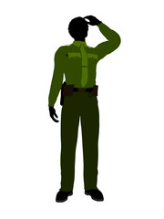 African American Male Sheriff Art Illustration Silhouette