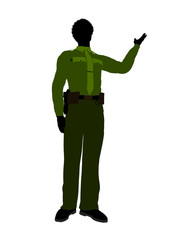 African American Male Sheriff Art Illustration Silhouette