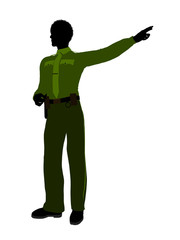 African American Male Sheriff Art Illustration Silhouette