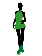 African American Female Roller Skater Silhouette