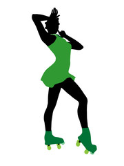 African American Female Roller Skater Silhouette