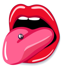 Open mouth with pierced tongue