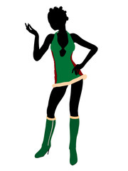 Sexy  African American Female Christmas Elf Silhouette